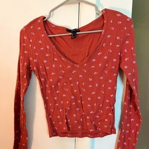 Forever 21, size Small, rusty orange with floral print